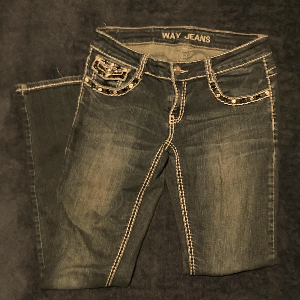 Way Jeans Size 5 Skinny Jeans Beaded Jeweled Embellished